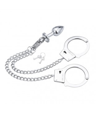 Esposas de Metal con Cadena y Plug Anal