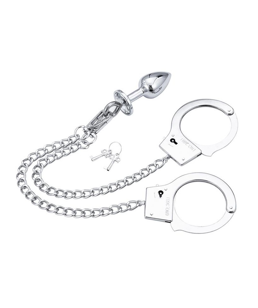 Esposas de Metal con Cadena y Plug Anal