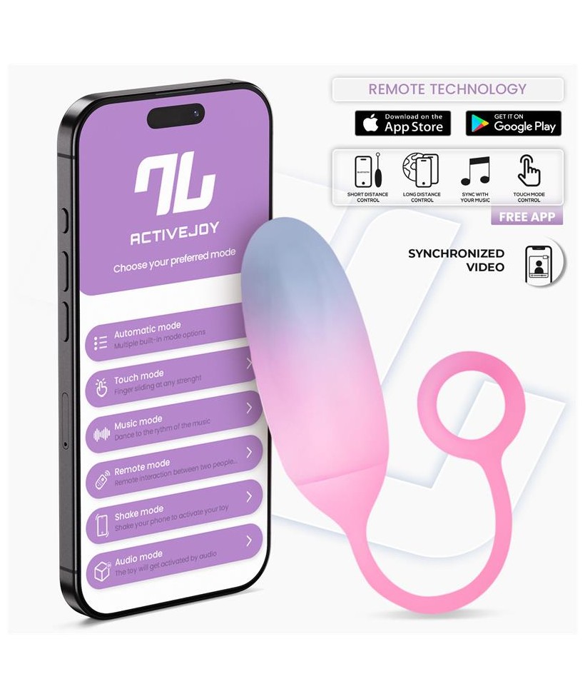 Huevo Silicona Doble Capa con APP Azul Rosa