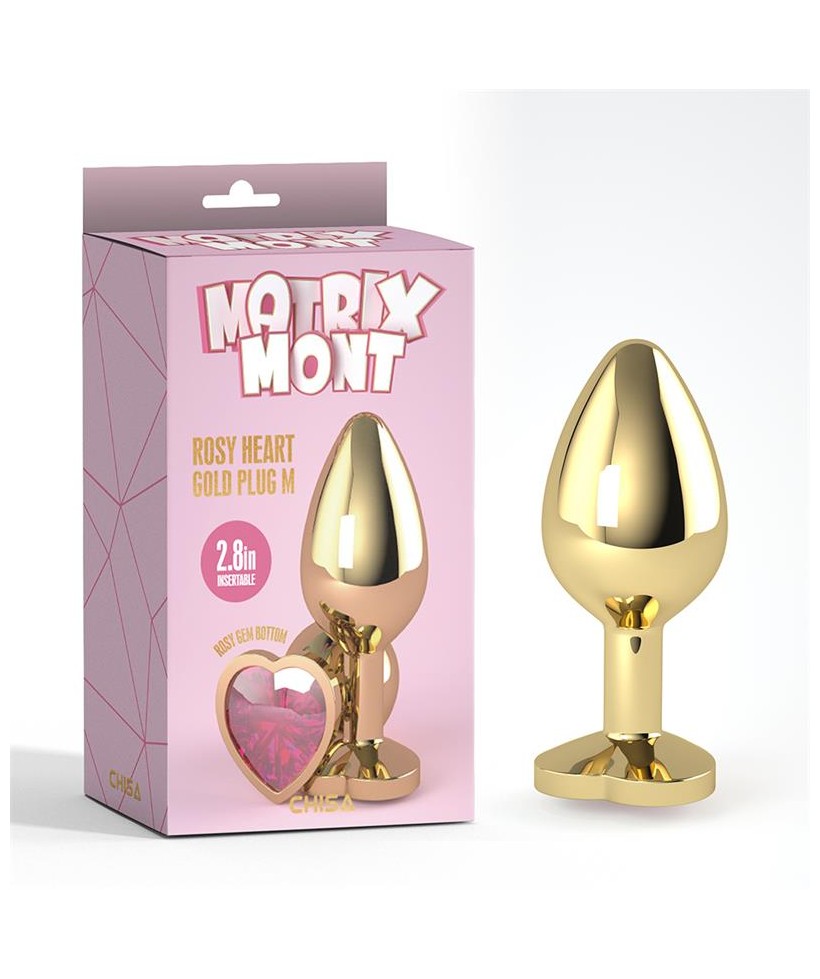 Rosy Heart Plug Anal dorado con Joya Talla M