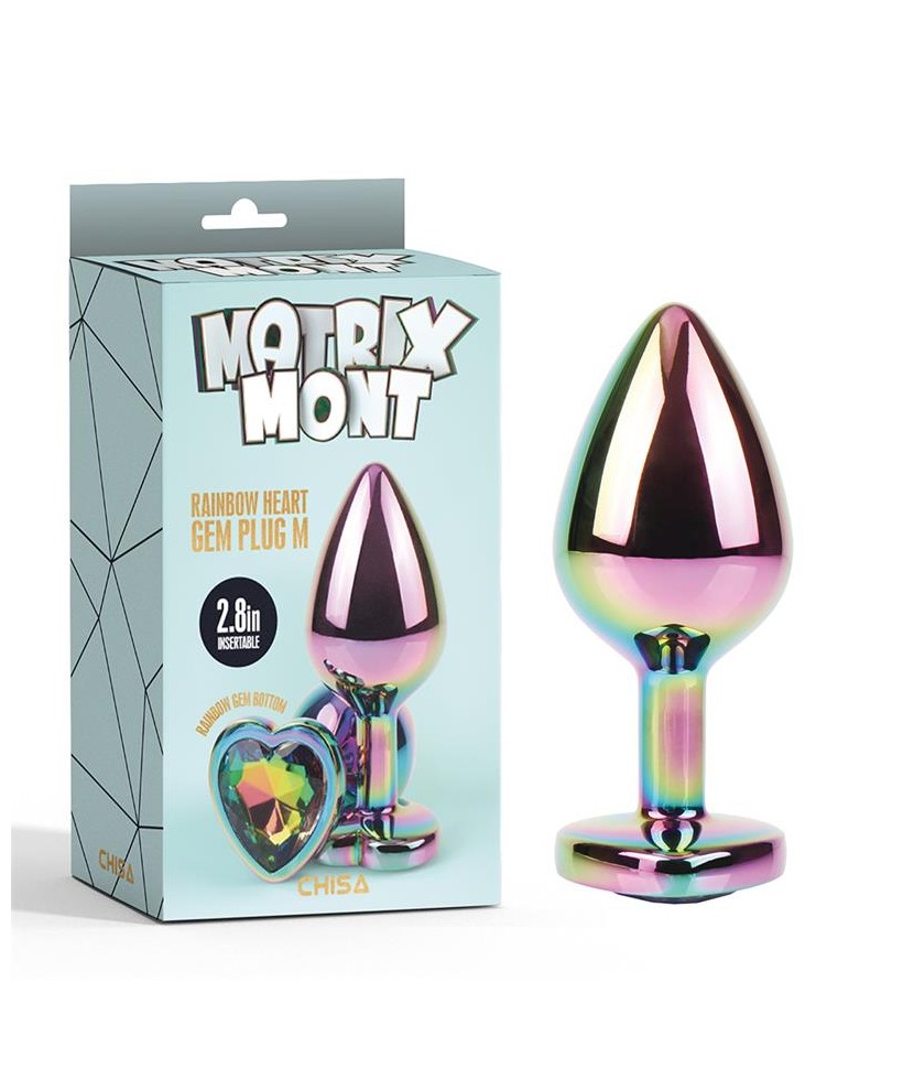Rainbow Heart Plug Anal multicolor con Joya Talla M
