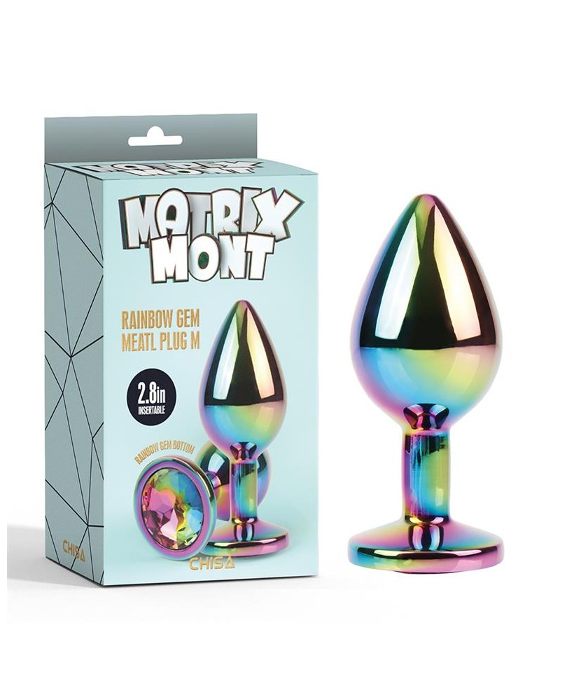 Rainbow Gem Plug Anal Multicolor con Joya Talla M