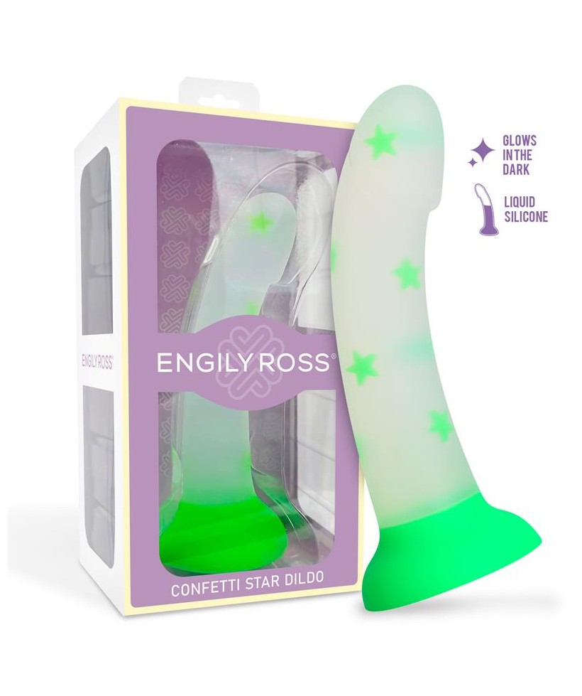 Dildo que Brilla en la Oscuridad Confetti Star 17 cm