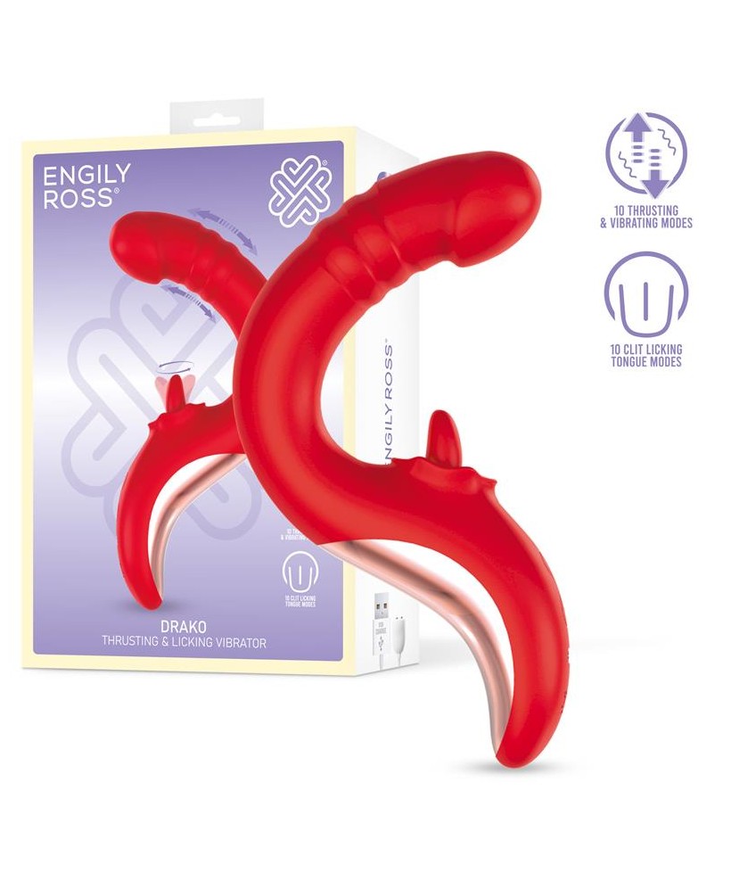 Drako Vibrador con Thrusting y Lengua Oscilante 360º