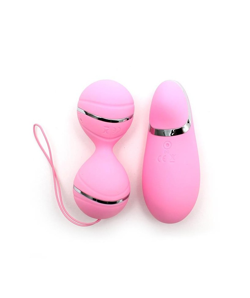 Bolas Kegel con Control Remoto y Estimulador Ibiza Rosa