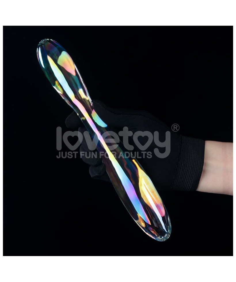 Dildo de Cristal que Brilla en la Oscuridad Twilight Gleam Double Delight