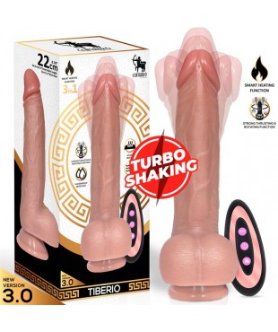 Tiberio Dildo Realista Turbo Shaking con Thrusting, Rotación 360º y Control Remoto Silicona Líquida