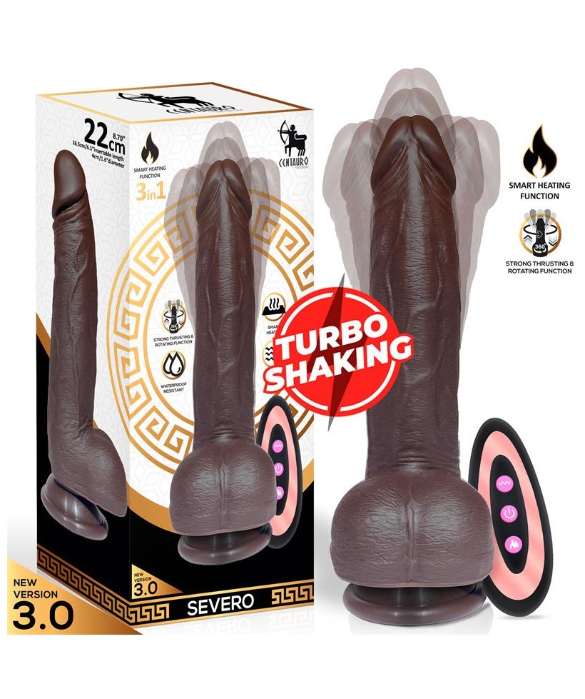 Severo Dildo Realista Turbo Shaking Thrusting Rotacion 360º Control Remoto Efecto Calor