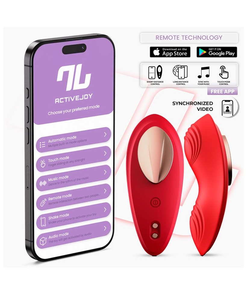 Vibrador de Braguita con APP Silicona Rojo