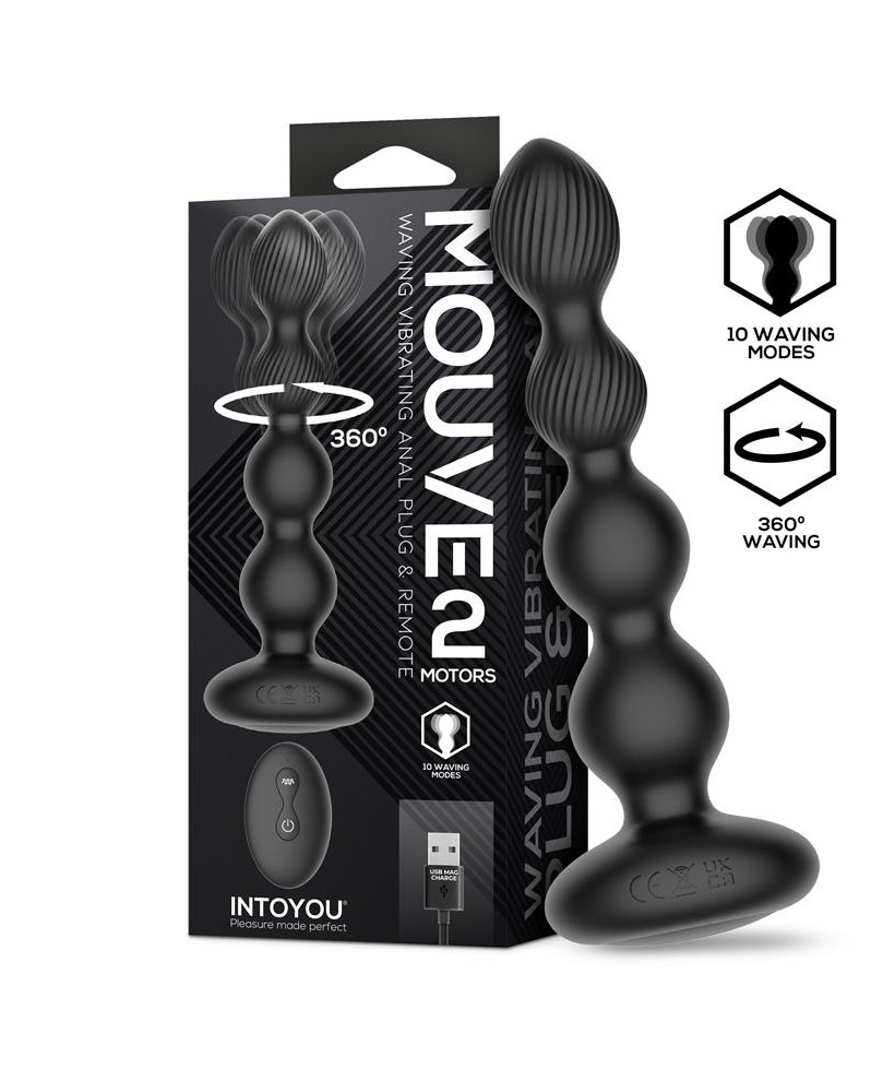 Mouve Plug Anal con Waving y Vibracion con Control Remoto 2 Motores