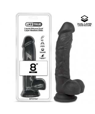 Dildo Realista Silicona Líquida Dual Layer 8 Negra