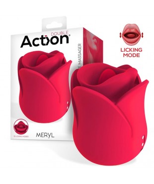 Meryl Estimulador Vibrador de Rosa con Lengua 2 Motores