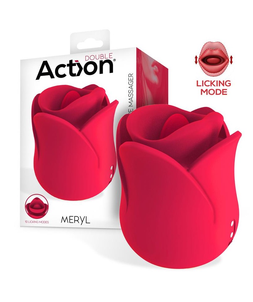 Meryl Estimulador Vibrador de Rosa con Lengua 2 Motores
