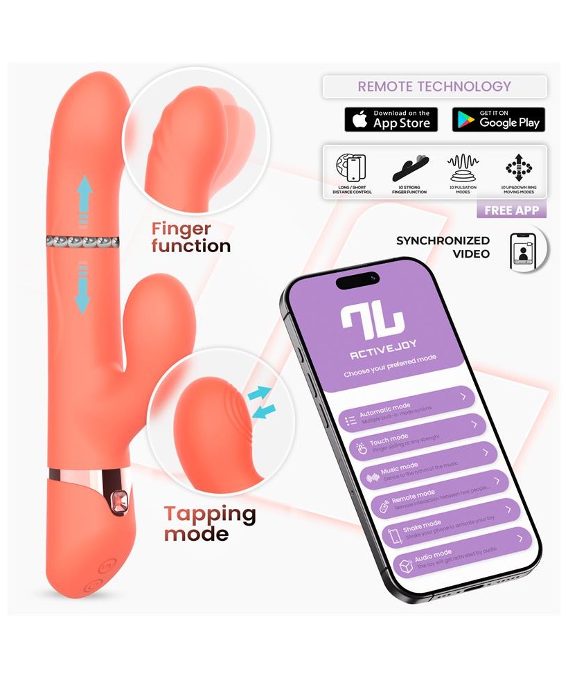 Mindy Vibrador con Anillo de Bolas Up and Down Finger y Pulsacion con APP