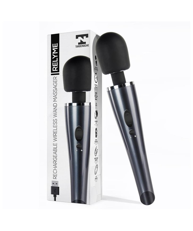 Wand Massager Relyme USB Silicone Black