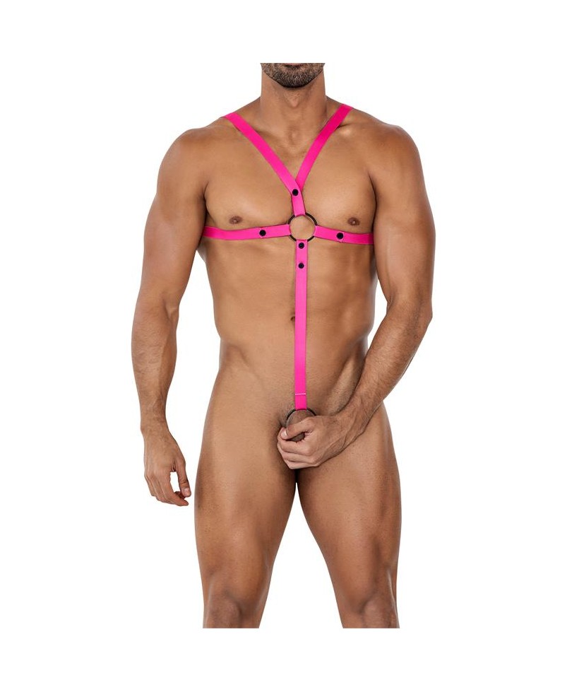 H4RNESS04 C Arnes Cruzado Ring Rosa Talla unica