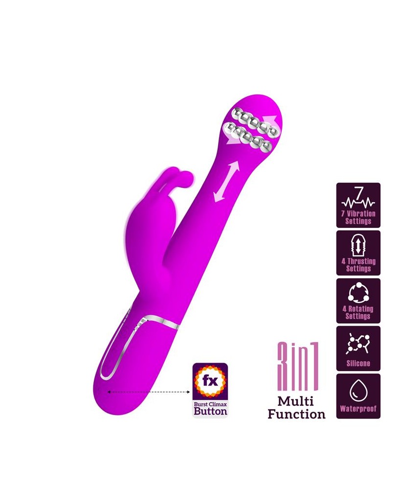 Vibrador con Thrusting y Bolas Rotatorias Dejon Rosa