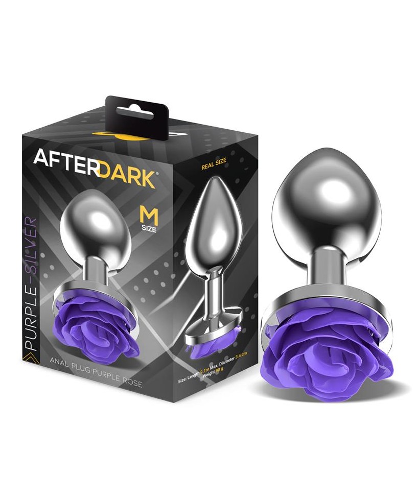 Plug Anal de Metal con Rosa Purpura en la Base Talla M