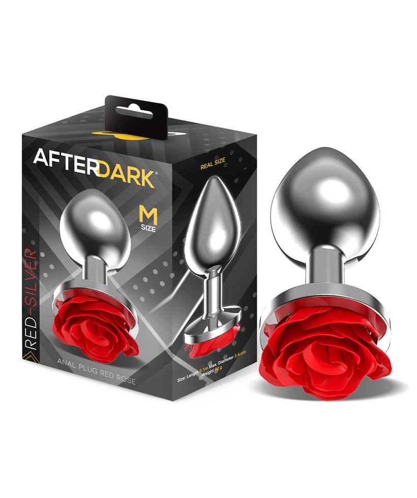 Plug Anal de Metal con Rosa Roja en la Base Talla M