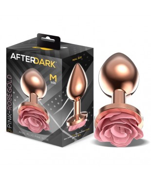 Plug Anal de Metal Oro Rosa con Rosa Rosa en la Base Talla M