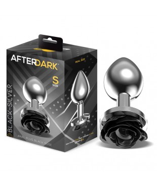 Plug Anal de Metal con Rosa Negra en la Base Talla S