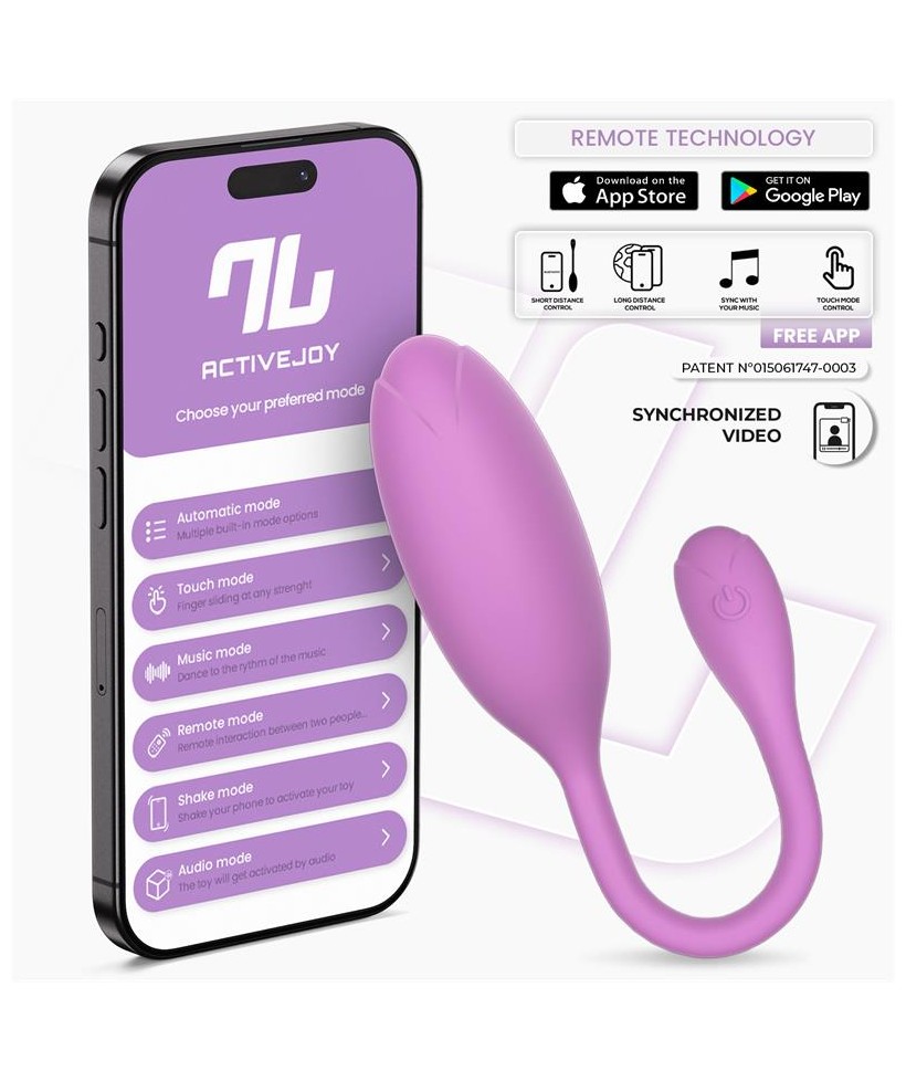 Logan Huevo Vibrador con APP Silicona Unibody Purpura