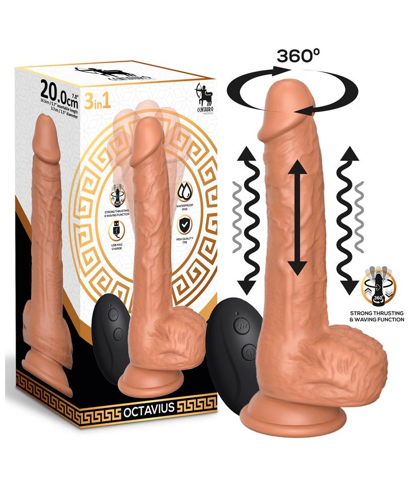 Octavius Dildo con Vibracion Thrusting y Waving 360º 78 20 cm