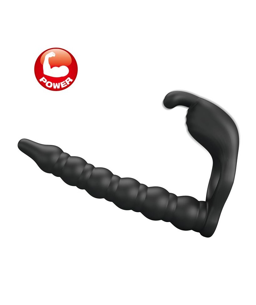 Blackney Anillo Vibrador con Plug Silicona Negro