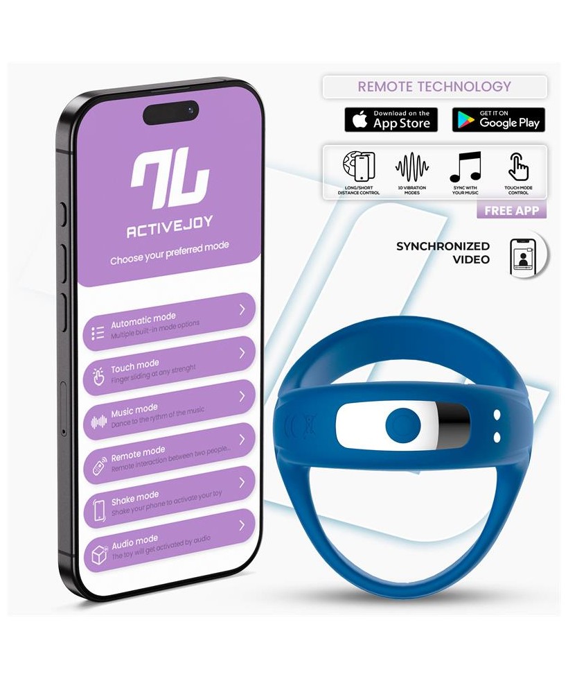 Rank Anillo Vibrador con App Azul
