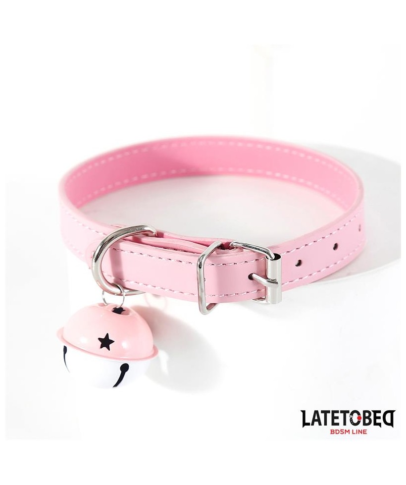 Collar con Cascabel Ajustable Rosa
