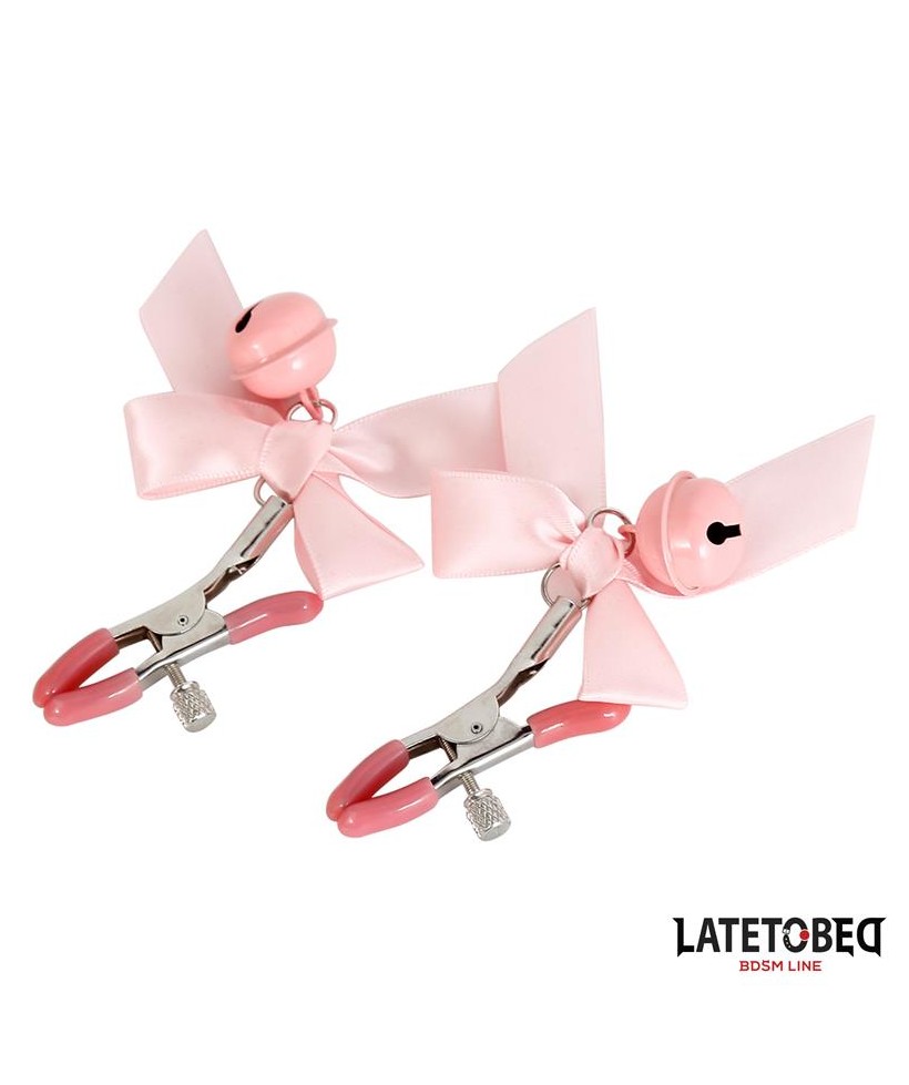 Pinzas para Pezones Lazo y Cascabel Rosa