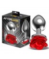 Plug Anal de Metal con Rosa Roja en la Base Talla L