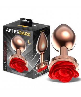 Rose Plug Anal Oro Rosa Base de Rosa Roja Talla L