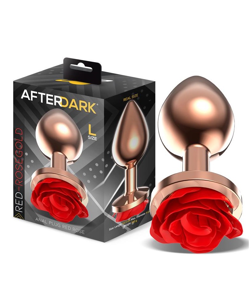 Rose Plug Anal Oro Rosa Base de Rosa Roja Talla L
