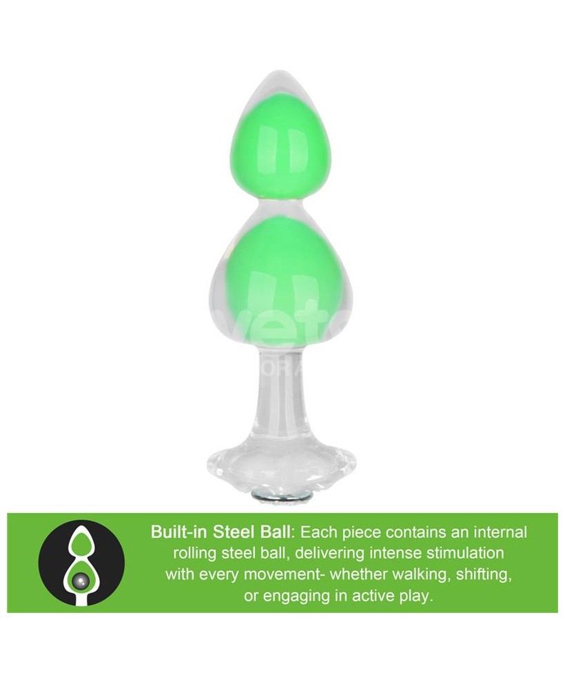 Gemoria Plug Anal Silicona Bola Interna Acero Brilla en la Oscuridad