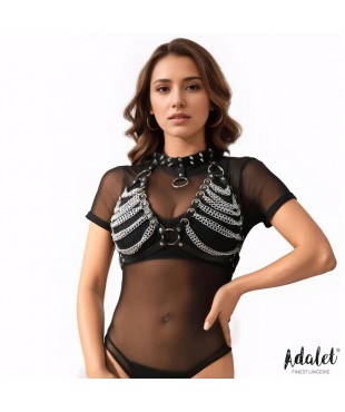 Zaira Sujetador Cuero Vegano con Cadenas Talla Única