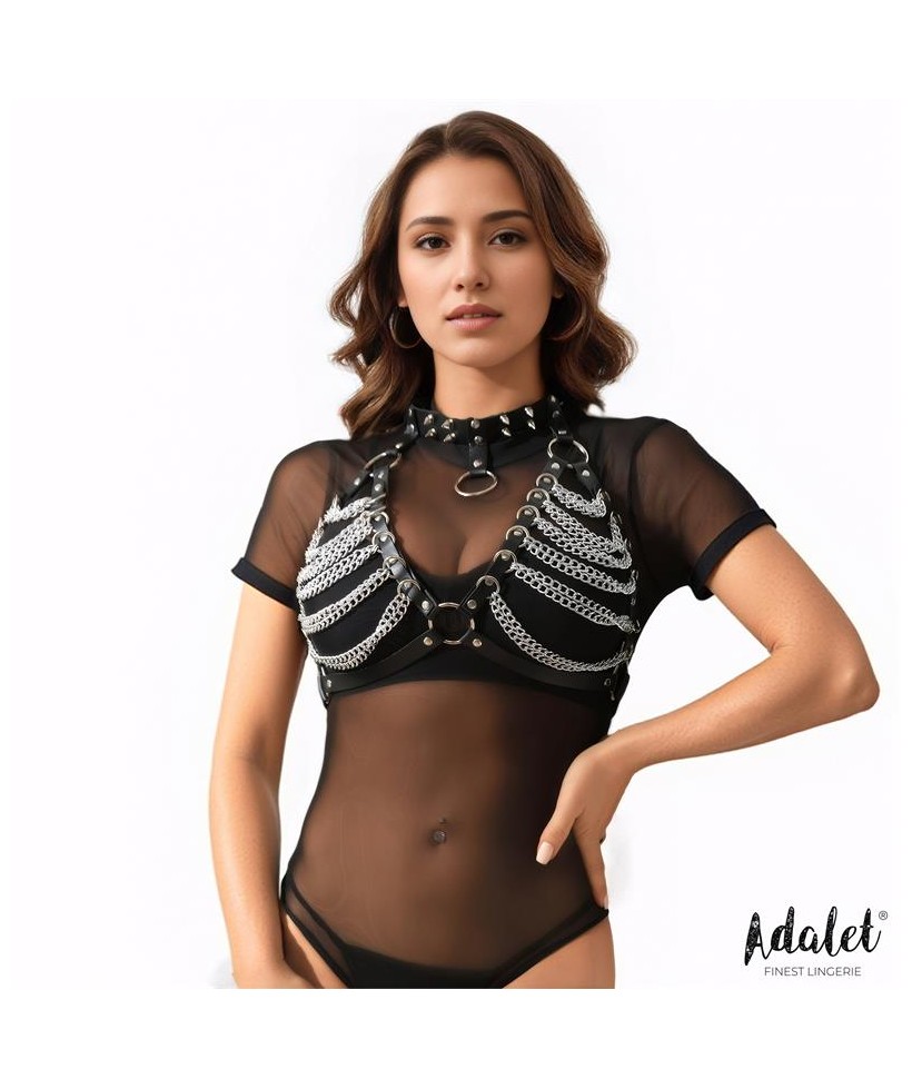 Zaira Sujetador Cuero Vegano con Cadenas Talla unica