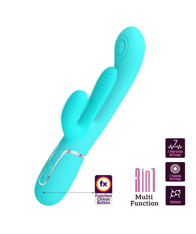 Shania Vibrador con Lengua y Thumping Turquesa
