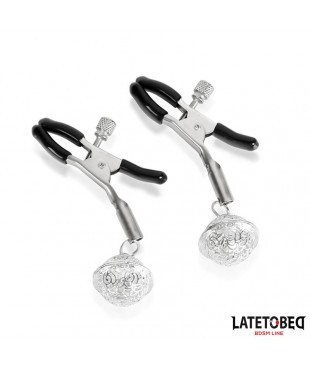 Pinzas para Pezones con Cascabel Plateado y Negro