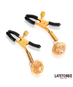 Pinzas para Pezones con Cascabel Dorado y Negro