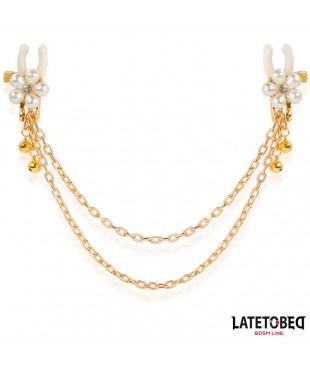 Pinzas para Pezones con Cadena y Flor de Perlas