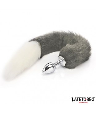 Plug Anal con Cola Blanco y Negro 40 cm