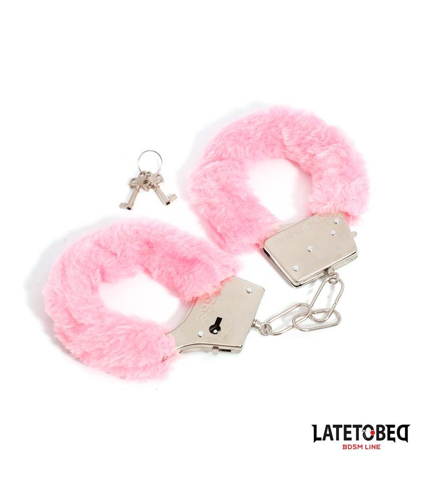 Esposas de Metal Furry con Pelo Rosa