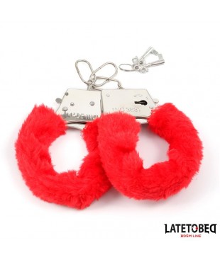 Esposas de Metal Furry con Pelo Rojo
