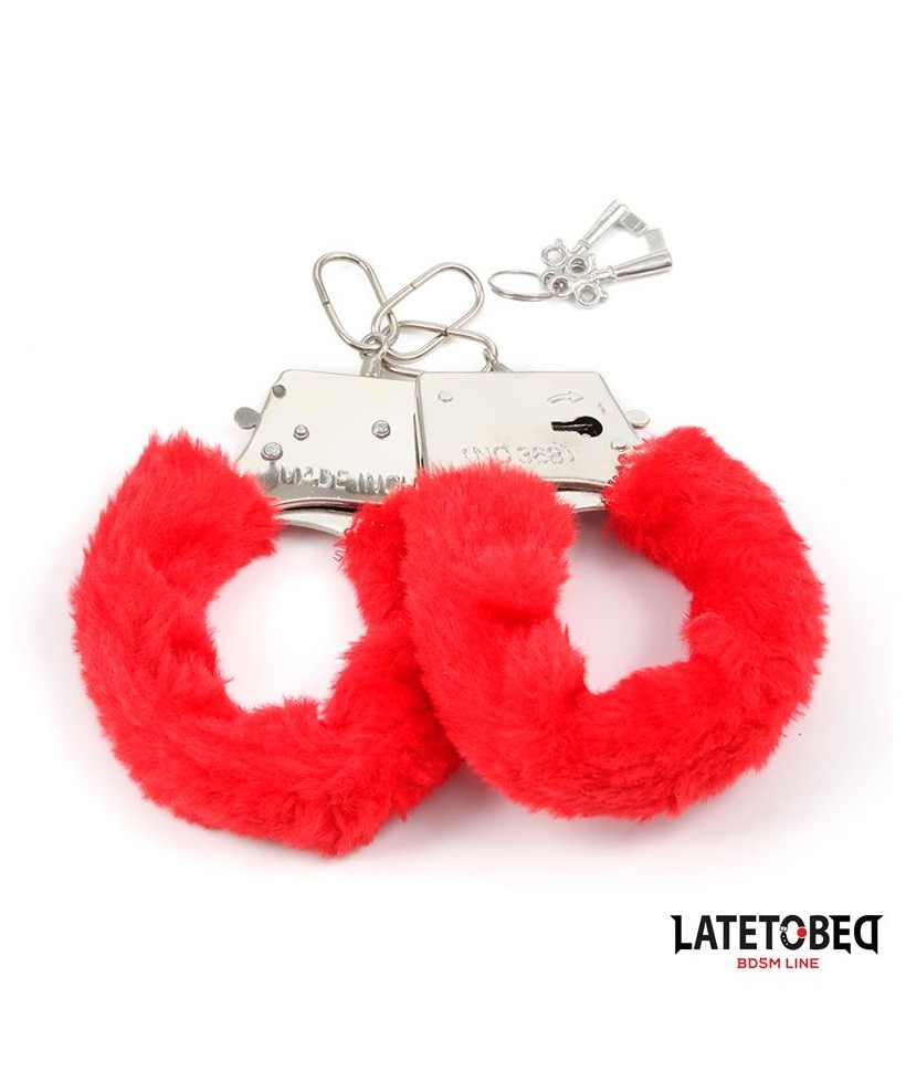 Esposas de Metal Furry con Pelo Rojo