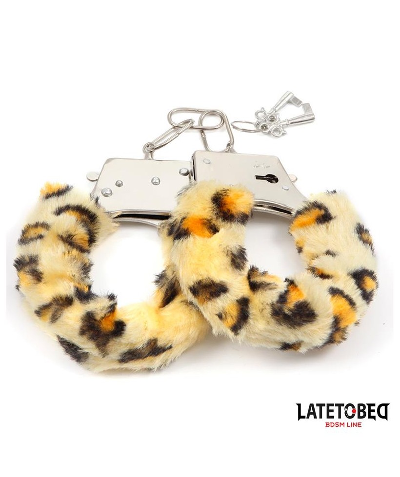 Esposas de Metal Furry con Pelo Animal Print Leopardo