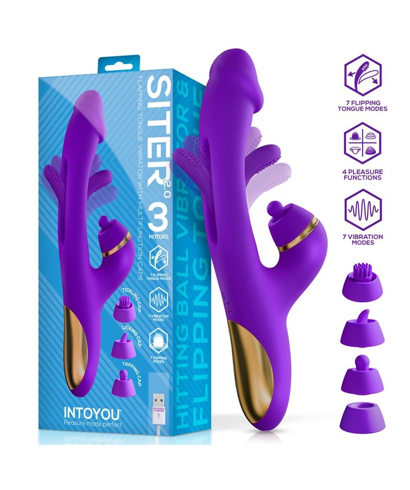 Siter 20 Vibrador con Lengua Flapping Golpeteo y Cabezales Intercambiables