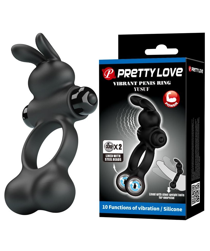 Yusuf Anillo para el Pene con Bolas de Metal 2x33gr