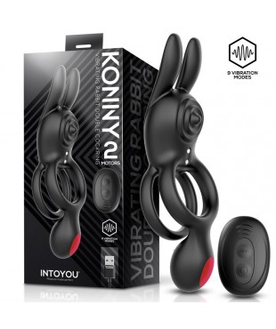 Konny Anillo Vibrador Doble con Conejito y Control Remoto