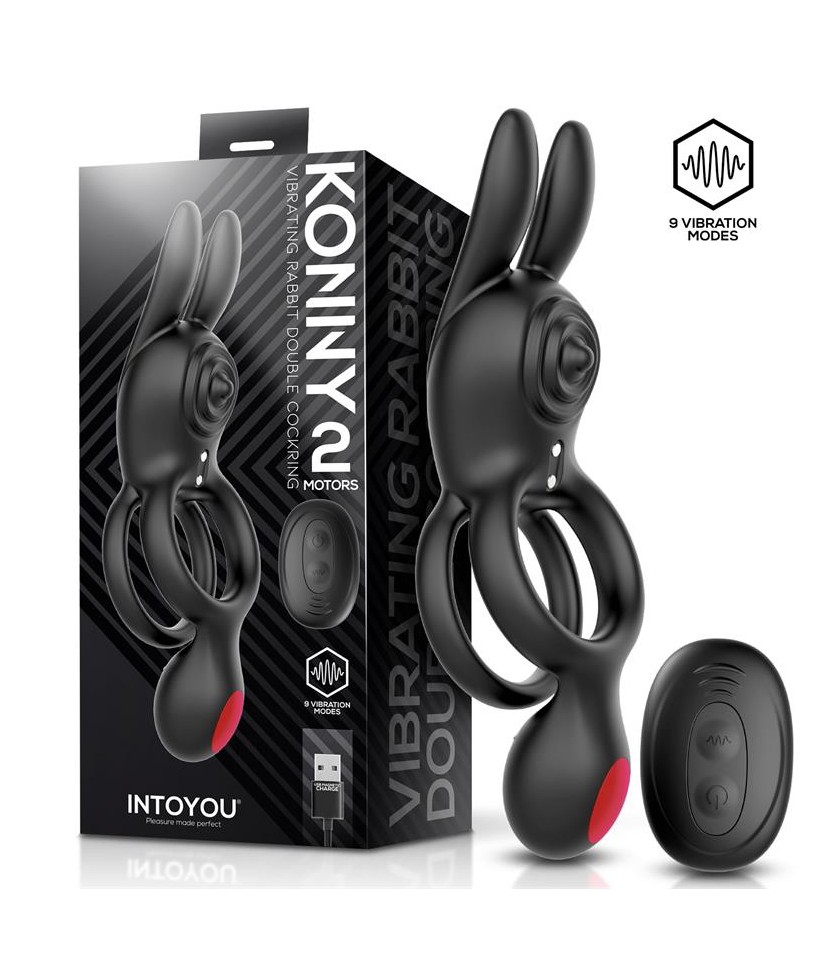 Konny Anillo Vibrador Doble con Conejito y Control Remoto